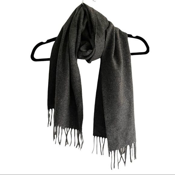 HUGO BOSS cashmere winter scarf charcoal grey - Picture 1 of 13